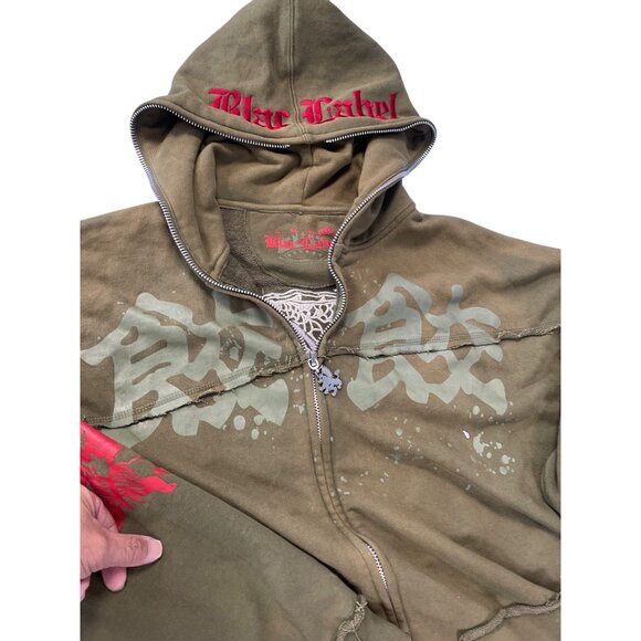 Blac Label Mens army green graphic embroided Hoodie sweatshirt Size 3XL SKU 9290 - Picture 5 of 16